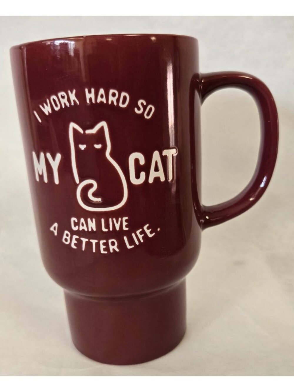 Burgundy Novelty Cat Mug Animal Lovers Cat Lady Funny Coffee Lovers Gift